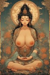 ai ai_generated asia asian_female breasts breasts buddha_goddess buddhism chubby_female huge huge_breasts japan japanese_female tits_out vintage