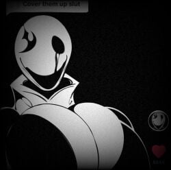 1female 1girls big_breasts breasts_bigger_than_head cover_them_up_slut creepy deltarune fem_gaster female female_focus female_only funny gabessecretcave gaster huge_breasts meme rule_63 text tiktok undertale undertale_(series)