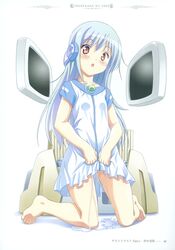 accident clothed clothed_female dress flower kowarekake_no_orgel kuuchuu_yousai pee_accident peeing peeing_self urinating_female urine urine_on_ground urine_puddle wet wetting white_dress