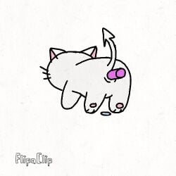 1:1 anal anal_sex animated bodily_fluids chibi female feral low_res object_in_ass penetration pokilam rear_view short_playtime solo white_body zoophilia