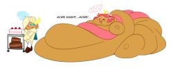 1boy 1girls blob cake cookie_run crown female immobile knight knight_cookie male mintrimo obese obese_female pink_hair princess princess_cookie ssbbw