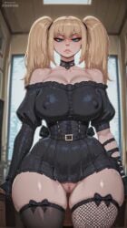1eyedemperor 1girls 2d 2d_(artwork) 2d_artwork abs adult adult_female ai_assisted ai_generated ani_(twitter) ani_(xai) belly belt big_ass big_breasts big_thighs bimbo bimbo_body black_bow black_dress black_gloves black_lingerie black_stockings black_thighhighs blonde_female blonde_hair blonde_hair_female blue_eyes blush bottomless breasts chocker clothed clothed_female clothing collarbone corset covered_nipples curvy curvy_body curvy_female curvy_figure curvy_hips double_ponytail erect_nipple erect_nipples eyeshadow female female_focus fishnet fishnet_legwear fishnets front_view full_body gloves gothic grok grok_(x) grok_(xai) hourglass_figure huge_ass huge_breasts indoors large_boobs large_breasts large_thighs light-skinned_female light_skin lips lipstick long_gloves long_hair looking_at_viewer makeup mature mature_female nails nipples no_panties no_panties_under_dress no_panties_under_skirt off-shoulder_dress oneyedemperor open_eyes ponytail pose posing puffy_nipples pussy pussy_covered pussy_exposed pussy_peek revealing_clothes ribbon sheer shy sitting_on_desk skirt solo solo_female solo_focus standing stockings stomach straight thick_thighs thigh_highs thighhighs tight_pants torn_clothes twintails twitter view_from_below voluptuous voluptuous_female waist wet wet_body white_hair white_hair_female wide_hips x_(social_media)