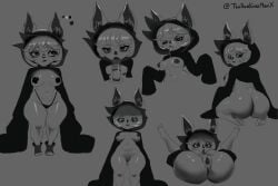 blowjob facial female full_nelson goth goth_girl greyscale league_of_legends lipstick_on_penis long_sleeves looking_down mascara penis shortstack sketch sketch_page therealgazmanx vex_(league_of_legends) yordle