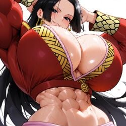 abs ai_generated alternate_breast_size biceps boa_hancock breasts breasts_bigger_than_head cleavage elisabeth_cheria female from_below giant_breasts gigantic_breasts growth huge_abs huge_biceps huge_breasts hyper_breasts hyper_muscles large_breasts muscle_girl muscle_growth muscle_mommy muscles muscular muscular_arms muscular_female one_piece strong_female tight_clothing