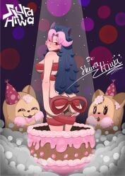 1girls animal_ears ass ass ass_grab big_breasts blue_hair blush cake catgirl female happy_birthday hispanic_virtual_youtuber hispanic_youtuber latam_virtual_youtuber light-skinned_female light_skin long_hair mole naked naked_female nude nude_female panther_girl pink_eyes pink_hair ribbon ribbon_only ribbons shura_hiwa two_tone_hair virtual_youtuber vjin