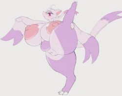 anthro areola ass belly big_breasts big_butt blush breasts digital_media_(artwork) eyewear female flexible generation_5_pokemon genitals glasses hi_res huge_breasts huge_butt huge_hips huge_thighs mammal mienshao nintendo nipples nude one_leg_up overweight overweight_anthro overweight_female plump_labia pokemon pokemon_(species) pokemorph presenting presenting_vulva raised_leg simple_background solo splits spread_legs spreading standing thick_thighs venuscava vertical_splits vulva wide_hips yoga