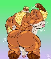 2024 abs anthro ass backsack balls big_butt big_muscles biped blonde_hair brown_body brown_clothing brown_fingerless_gloves brown_fur brown_gloves brown_handwear brown_headwear brown_stripes brown_tail_tip cheek_tuft claws clothing dipstick_tail domestic_cat epic_games facial_tuft fangs felid feline felis finger_claws fingerless_gloves fortnite fur fur_tuft genitals gloves hair handwear headgear headwear hi_res huge_butt huge_muscles humanoid_genitalia humanoid_penis jr7luckytanuki leaking_penis looking_at_viewer looking_back looking_back_at_viewer male mammal markings meowtooth multicolored_body multicolored_fur muscular muscular_anthro muscular_male nipples open_mouth open_smile orange_body orange_fur pantherine pecs penis pink_nipples pink_tongue rear_view smile solo striped_body striped_fur striped_markings striped_tail stripes tail tail_markings teeth tiger tongue tuft vein veiny_penis white_body white_fur
