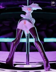 2025 angel_dust anthro anus arachnid arthropod ass balls boots clothing demon footwear genitals hair hand_on_butt hazbin_hotel hellaverse hi_res humanoid_genitalia humanoid_penis hybrid latex latex_boots latex_clothing latex_footwear latex_thigh_boots legwear leponsart male outside penis plump_perineum pole presenting presenting_hindquarters shoes showing_teeth signature solo spider stripper_pole teeth thigh_boots thigh_highs yellow_eyes