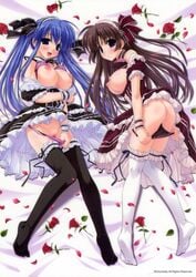 ass blue_hair clochette dakimakura dress kamipani katase_megumi kujou_amane maid nipples panty_pull pointy_chin shintarou thighhighs