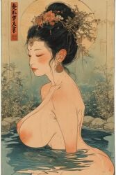 ai ai_generated asia asian_female breasts breasts buddha_goddess buddhism chubby_female huge huge_breasts japan japanese_female tits_out vintage