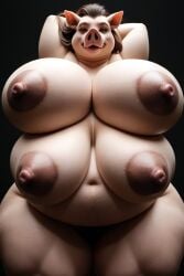 ai_generated anthro arms_up ass bbw breasts fat fat_female female furrypornaddiction huge_ass huge_belly huge_breasts huge_nipples multi_breast nipples obese obese_female pig realism realistic solo thick_thighs venus_body wide_hips