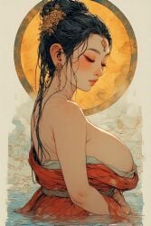 ai ai_generated asia asian_female breasts breasts buddha_goddess buddhism chubby_female huge huge_breasts japan japanese_female tits_out vintage