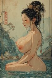 ai ai_generated asia asian_female breasts breasts buddha_goddess buddhism chubby_female huge huge_breasts japan japanese_female tits_out vintage