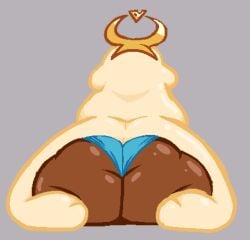 1girls ass ass_focus blue_panties cheese cookie_run cookie_run_kingdom dark-skinned_female female hair mozzarella_cookie wamnugget