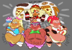 4girls cheerleader cheerleader_cookie cherry_ball_cookie cookie_run cookie_run_ovenbreak obese pizza_cookie pretzel theroundartist weight_gain yoga_cookie yoga_pants