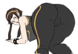 1girl 1girls 2d 2d_(artwork) artist_name artist_signature bodysuit bottom_heavy bubble_butt cameltoe child_bearing_hips chun-li chun-li_(cosplay) clothed_female clothing cosplay curvaceous curvaceous_female curvy_female curvy_hips female female_focus female_only fit fit_female hourglass_figure huge_ass huge_breasts large_ass large_breasts light-skinned_female light_skin pale-skinned_female pale_skin pochoclogigi skin_tight skindentation solo solo_female solo_focus thick_thighs tight_clothes tight_clothing tight_fit toned toned_body toned_female toned_stomach top_heavy watermark wide_hips yor_forger