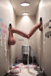 ai_generated balls bathroom_stall condom condoms cum cum_on_floor cum_pool cum_pooling cumshot excessive_cum filled_condom filled_condoms furrypornaddiction glory_hole graffiti huge_balls huge_cock hyper hyper_penis penis realism realistic saggy_balls toilet used_condom used_condoms