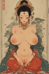 ai ai_generated asia asian_female breasts breasts buddha_goddess buddhism chubby_female huge huge_breasts japan japanese_female tits_out vintage