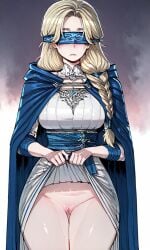 ai_generated blind blindfold blonde_hair female lifting_skirt pussy shadow_slave showing_pussy skirt_lift tesa