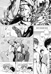 2girls 3boys ass assertive_female breast_smother breasts code_geass dancouga_(series) dancouga_nova female femdom hidaka_aoi huge_breasts kallen_stadtfeld kouji_kabuto male mazinger_z neon_genesis_evangelion plugsuit sagattoru shinji_ikari shower super_robot_wars tongue tongue_out