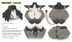 absurd_res american_opossum anthro armpit_hair ass beatrix_(thiccomode) belly big_belly big_breasts big_butt body_hair breasts electronics english_text female happy_trail headphones hi_res huge_belly mammal marsupial model_sheet morbidly_obese morbidly_obese_female obese obese_female overweight overweight_female pubes slob solo text thiccomode thick_thighs wide_hips