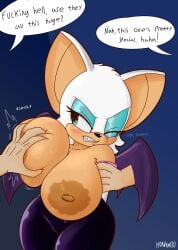 absurd_res angry anthro bat big_breasts blush breast_grab breasts clothed clothing dialogue digital_media_(artwork) english_text eyeshadow female forced gloves grope group hand_on_breast handwear hi_res hornamoo huge_breasts human interspecies makeup mammal membrane_(anatomy) membranous_wings nipples restrained rouge_the_bat sega simple_background sonic_(series) sonic_the_hedgehog_(series) teeth text trio wings