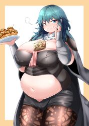 1girls 2023 amami317 bbw belly big_belly big_breasts blue_eyes blue_hair breasts byleth_(fire_emblem) byleth_(fire_emblem)_(female) chubby clothed fat fat_fetish female fire_emblem fire_emblem:_three_houses food overweight overweight_female takoyaki thick_thighs thighs