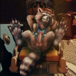 1boy armpit armpits barefoot big_balls big_penis bottomless bottomless_male feral furry gay guardians_of_the_galaxy guardians_of_the_galaxy_vol.2 male_only marvel marvel_cinematic_universe rocket_raccoon