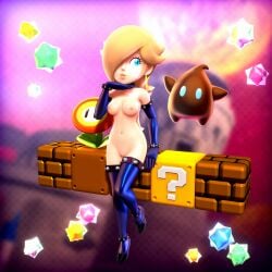 accurate_art_style collar elbow_gloves gloves high_heels latex latex_gloves luma mario_(series) onmodel3d polari princess_rosalina slave_outfit star_bits super_mario_galaxy thigh_highs