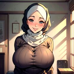 ai_generated breasts female hijab large_breasts turtleneck