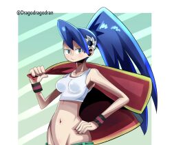 1girls 2022 breasts dragodragodran mega_man mega_man_battle_network navel purple_hair tagme tamako_shiraizumi tank_top