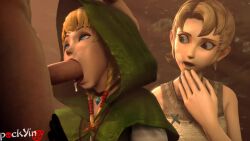 1girls 2girls 3d animated blonde_hair blue_eyes braided_twintails choker cute deep_throat deepthroat elf erection eye_contact eyelashes fellatio female gloves hand_on_head hyrule_warriors ilia kneeling light_skin linkle male moral_support nintendo no_gag_reflex open_mouth oral penis petite pockyinsfm pointy_ears saliva saliva_drip sound source_filmmaker straight surprised tagme the_legend_of_zelda throat_barrier tongue tongue_out unseen_male_face video