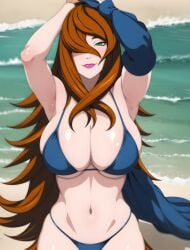 1girls ai_generated big_breasts bikini breasts brown_hair cjin cleavage female female_only green_eyes lipstick long_hair looking_at_viewer makeup mature mature_female mature_woman mei_terumi midriff nai_diffusion naruto naruto_(series) naruto_shippuden seducing seductive seductive_eyes seductive_look seductive_pose seductive_smile smile smiling smiling_at_viewer solo stable_diffusion swimsuit very_long_hair