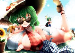 0-den ass green_hair large_breasts sunglasses tinted_eyewear touhou wriggle_nightbug yuka_kazami yuuka_kazami