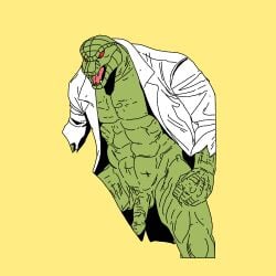 balls flaccid flaccid_penis green_skin image lab_coat labcoat lizard lizard_humanoid lizardman male male_focus male_only marvel marvel_comics penis red_eyes scales scalie scalie_humanoid scalie_only solo solo_focus solo_male spider-man_(series) the_lizard_(marvel)