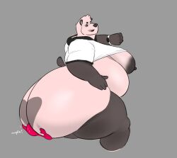 2boys big_areola big_ass big_butt big_moobs facesitting furry gay hands_on_ass huge_ass huge_butt male_only milkblend moobs panda pom_(milkblend) superchub tagme