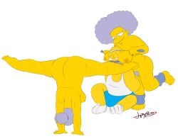 1boy 2girls afro ankle_cuffs areolae ass big_breasts big_butt breasts chubby chubby_female covering_nose exercise fat_woman female hairy hairy_pussy homer_simpson horrified jodero long_hair mature mature_female mature_woman nipples patty_bouvier ponytail pubic_hair purple_hair pussy selma_bouvier smirk spread_legs sweat the_simpsons thick_ass thick_hips thick_thighs vagina yellow_skin