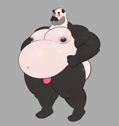 1boy bhm big_belly big_butt big_chest bulge dilf facial_hair gay huge_belly male_only milkblend moustache panda pom_(milkblend) superchub