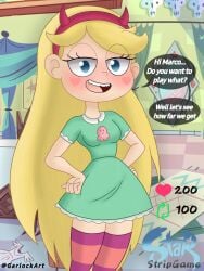 1girls aged_up blonde_hair blue_eyes blush female female_focus female_only garlock looking_at_viewer pinup royalty solo solo_focus star_butterfly star_vs_the_forces_of_evil strip_game tagme