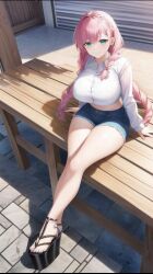 ai_generated pink_hair thighs wedge_heels wedges