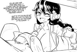 academy_d.va big_breasts big_penis black_and_white d.va female glasses overwatch text twin_braids twintails vkid