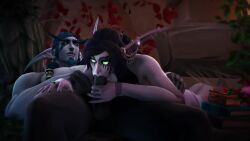 1boy 1girls 3d animated blizzard_entertainment blowjob bombowykurczak dark_hair fellatio green_eyes holding_penis night_elf no_sound original_character purple_skin shaurin_truestrike tagme thick_thighs video warcraft world_of_warcraft