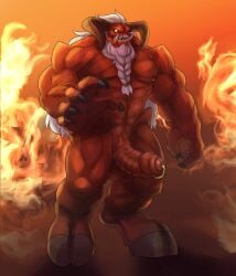 balls baron_of_hell_(doom) beard benzy_(artist) big_balls big_muscles big_penis braided_beard braided_hair bumpy_penis demon digitigrade doom fire foreskin glowing glowing_eyes hair hooves horns id_software male male_only muscles muscular muscular_arms muscular_legs muscular_male muscular_thighs nipple_piercing nipples pecs penis penis_piercing pierced_genitals pierced_nipples piercings prince_albert_piercing sharp_teeth solo_focus thick_penis tusks white_hair