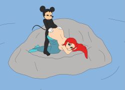 1boy 1girls animated animation anthro anthro_penetrating_human ariel boobs breasts crossover disney disney_princess doggy_style fairy_tales furry gloves hans_christian_andersen literature mickey_mouse mickey_mouse_shorts monster monster_girl mr_lewdologist public_domain red_hair rock sex tail the_little_mermaid top-down_bottom-up