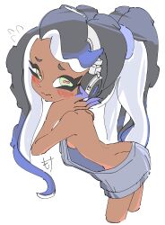 1girls ass back bare_back breasts cute female marina_(splatoon) mocamocaink nintendo octoling sideboob solo splatoon virgin_killer_sweater