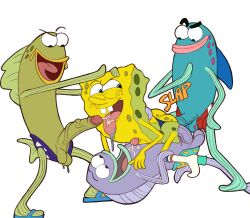 4boys anthro fish gay gay_domination gay_sex iyumiblue male male_only non-human nsfw on_model sea_sponge spongebob_squarepants spongebob_squarepants_(character) toony transparent_background yaoi