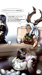 1futa 1girls age_difference anthro blowjob_under_table commission daughter dinotits drinking_coffee fellatio female femsub furry futa_on_female futa_with_female futadom futanari mostly_nude mother mother_and_daughter parent parent_and_child stealth_sex tagme under_the_table