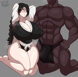 1boy 1boy1girl 1girls 2023 arms_above_head arms_behind_head big_breasts big_penis black_hair bleach bleach:_the_thousand-year_blood_war blush blushing dark-skinned_male dark_skin erect_nipples erection_under_clothes faceless_male female glasses hi_res high_resolution highres huge_breasts hyper_penis interracial japanese_clothes katori_batsu'unsai large_breasts large_penis light-skinned_female light_skin long_hair male male/female nipple_bulge tagme thick_thighs ursamoon