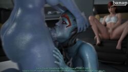 1futa 2girls 3d alien alien_futanari asari banap big_penis blender blender_(software) blowjob blue-skinned_female blue-skinned_futanari blue_skin blush chained collar comic comic_page commander_shepard deep_blowjob deep_throat deepthroat dialogue english english_dialogue english_text face_fucking female femshep fingering futanari holding_head huge_cock human humanoid leash liara_t'soni light-skinned_female light_skin mass_effect masturbation mature mature_female no_nut_november nude nude_futanari samara self_upload tagme text veiny_penis