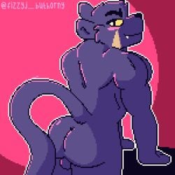 1boy animated anthro ass balls digital_media_(artwork) felid fizzyjay gay genitals gif hi_res looking_at_viewer looking_back male male_only mammal muscular muscular_male naked nintendo nude panther_caroso pantherine pecs penis pixel_art presenting presenting_hindquarters short_loop short_playtime simple_background solo star_fox